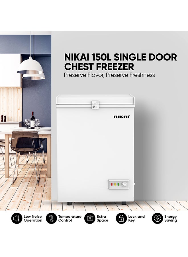 NIKAI 152L Gross/100L Net, Single Door Chest Freezer with Storage Basket, High Energy Efficiency Cooling System, Adjustable Temperature, Silent Operation, Ideal for Home & Restaurants - NCF152N24E 150 L NCF152N24E White - Image 2
