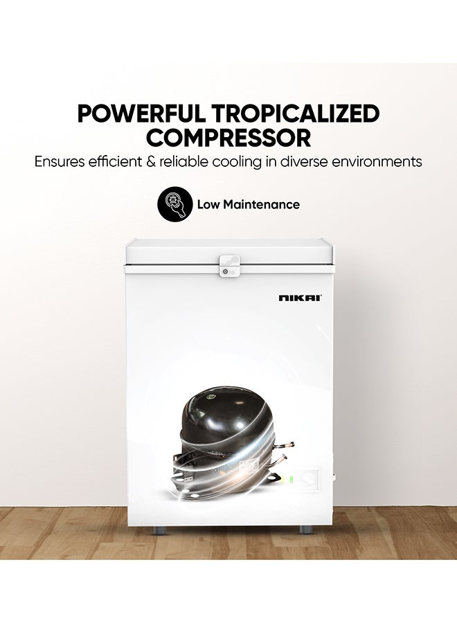 NIKAI 152L Gross/100L Net, Single Door Chest Freezer with Storage Basket, High Energy Efficiency Cooling System, Adjustable Temperature, Silent Operation, Ideal for Home & Restaurants - NCF152N24E 150 L NCF152N24E White - Image 3
