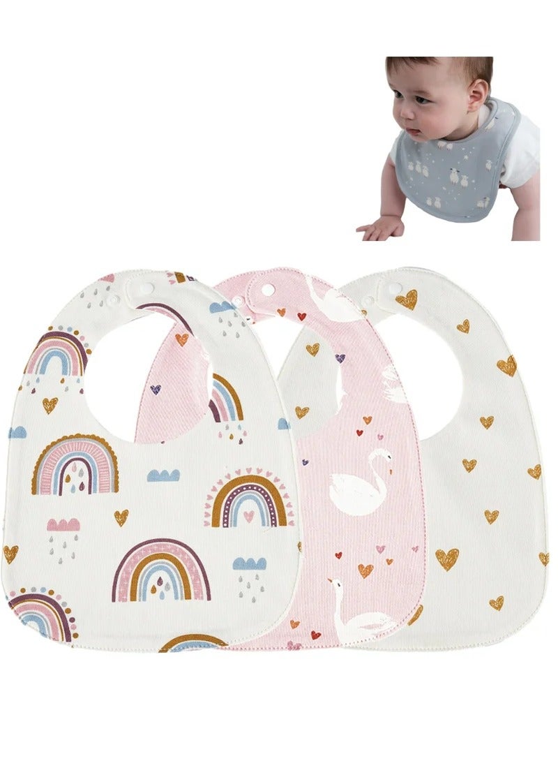 insular Waterproof Baby Bibs U-shaped Cotton Saliva 3pcs - Image 1