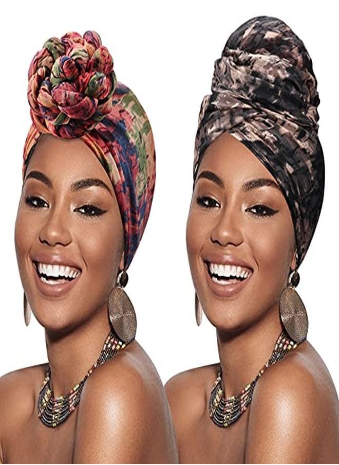 DRESHOW Turban Head Wraps For African Women Long Hair Scarf Shawl Hijab Headscarf Headwrap Hair Accessories  - Image 1