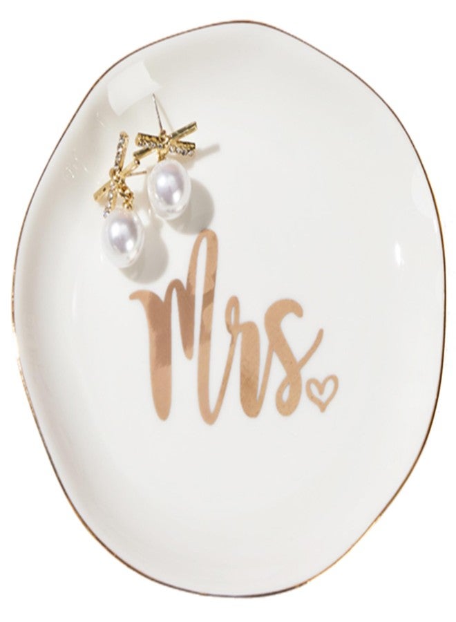 COZITED Mrs. Ring Dish Engagement Wedding Ring Holder Jewelry Dish Tray, Engagement Wedding Gifts for Couples Bridal Shower Gifts Bachelorette Gifts for Bride Future Mrs. Gift - Image 1