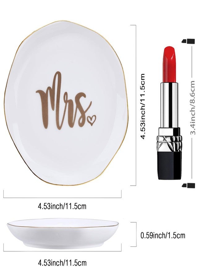 COZITED Mrs. Ring Dish Engagement Wedding Ring Holder Jewelry Dish Tray, Engagement Wedding Gifts for Couples Bridal Shower Gifts Bachelorette Gifts for Bride Future Mrs. Gift - Image 3
