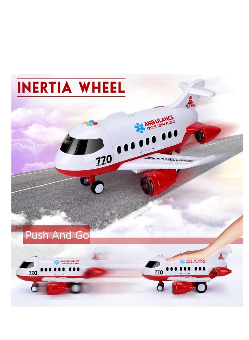 Arabest Airplane Toy Kids Plane 15 Inches Large with Light and Sound for 3 4 5 6 7 Year Old Boys Girls Toddlers, Ambulance Aircraft Toy Vehicle Play Set  - Image 3