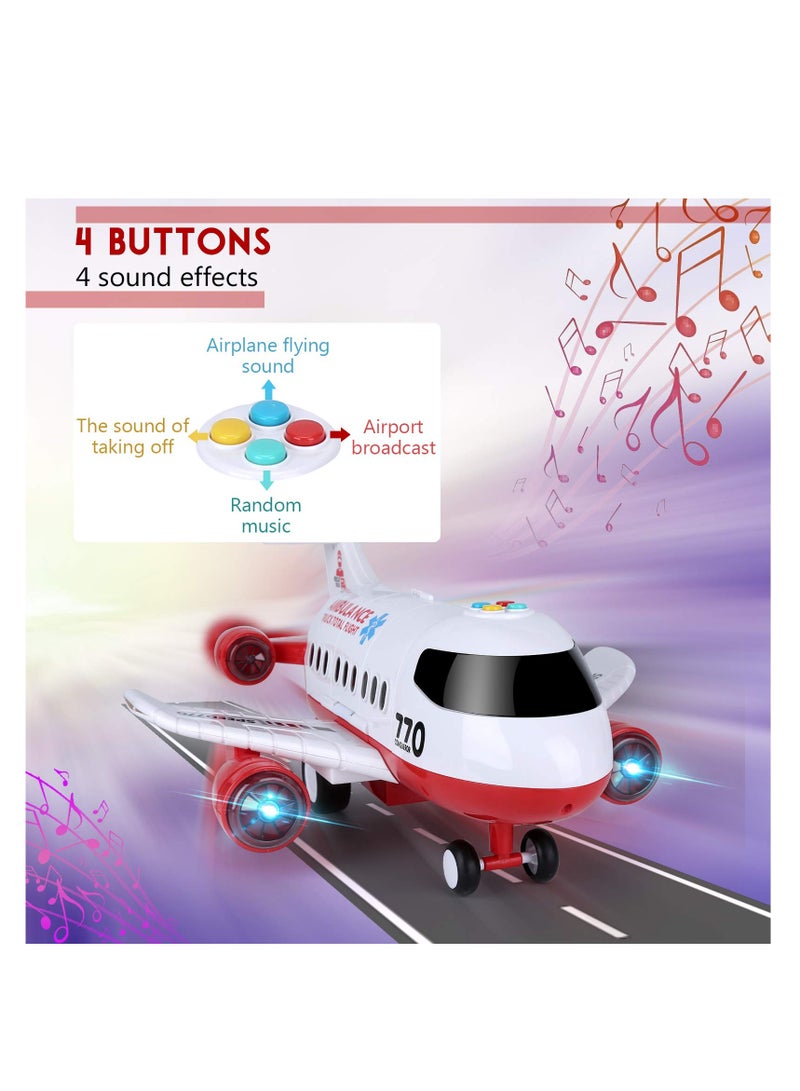 Arabest Airplane Toy Kids Plane 15 Inches Large with Light and Sound for 3 4 5 6 7 Year Old Boys Girls Toddlers, Ambulance Aircraft Toy Vehicle Play Set  - Image 2