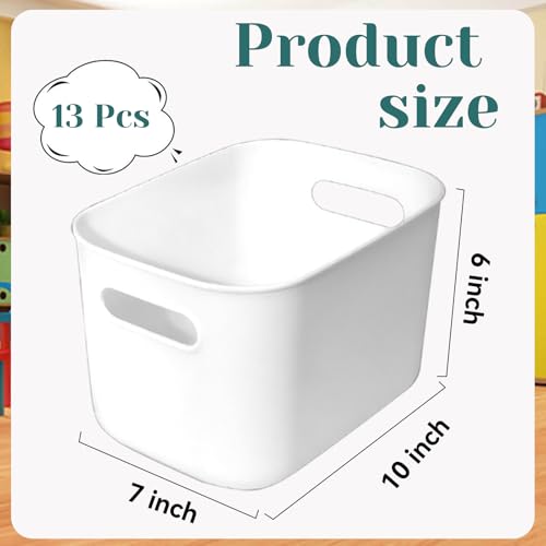 TANEMUDO 13 Pcs Plastic Storage Bins White Storage Bin Organizer Baskets Small Storage Containers for Pantry Home Kitchen (10 x 7 x 6 Inch) - Image 2