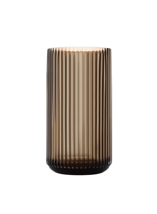 Dinyeo Large Cylinder Ribbed Brown Glass Flower Vase for Farmhouse Dining Table Centerpieces Decor - Image 1