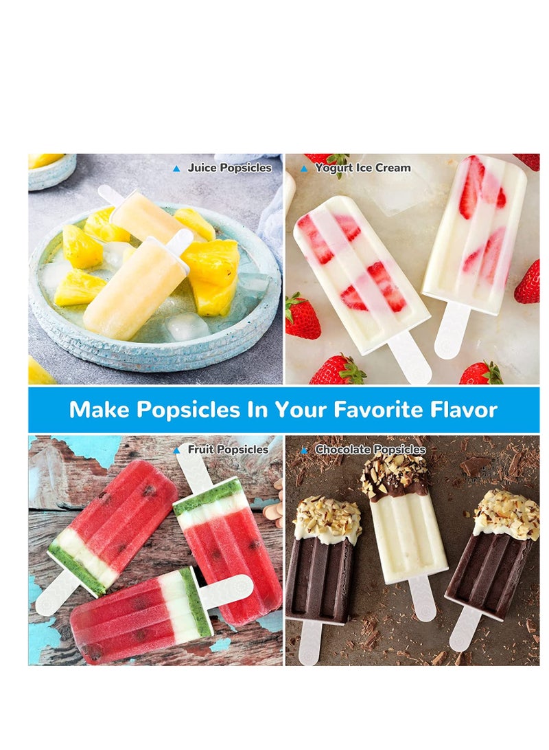SOLARAE Ice Lolly Moulds 2 Shapes Silicone Popsicle Molds Ice Cream Mould with Sticks Reusable Ice Pop Moulds BPA Free Ice Lolly Maker for Children Adults DIY Ice Popsicle Mold 6 Cavity - Image 2