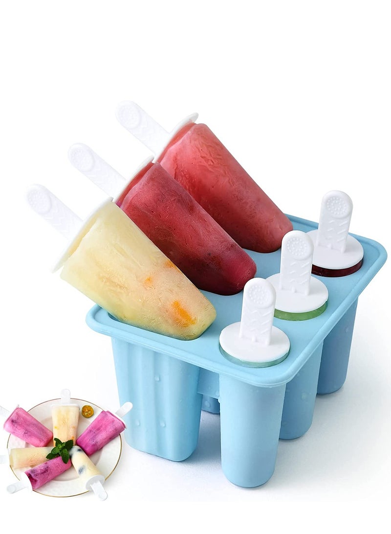 SOLARAE Ice Lolly Moulds 2 Shapes Silicone Popsicle Molds Ice Cream Mould with Sticks Reusable Ice Pop Moulds BPA Free Ice Lolly Maker for Children Adults DIY Ice Popsicle Mold 6 Cavity - Image 1