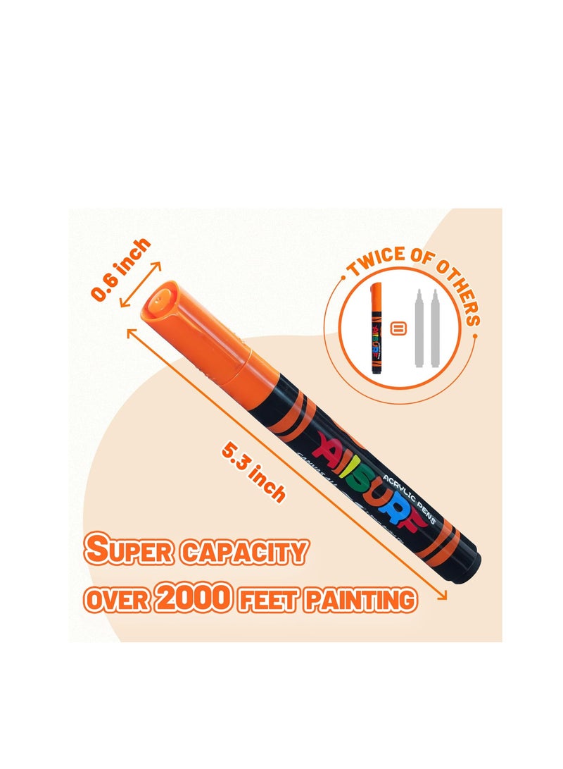 YPLUS Super Capacity Acrylic Paint Pens Markers, 16 Colors Big Acrylic Painting Pens Set, DIY Art Craft for Glass, Rock, Wood, Egg, Stone, Metal, Art Supplies - Image 3