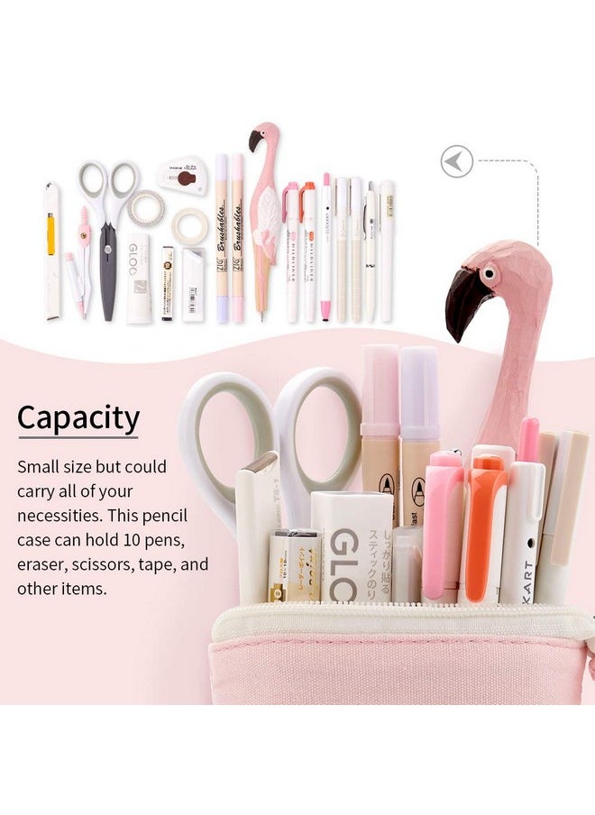 EASTHILL - Cartoon Cute Cat Pencil Pouch Canvas Pen Bag Standing Stationery Case Holder Box Student (Pink) - Image 1