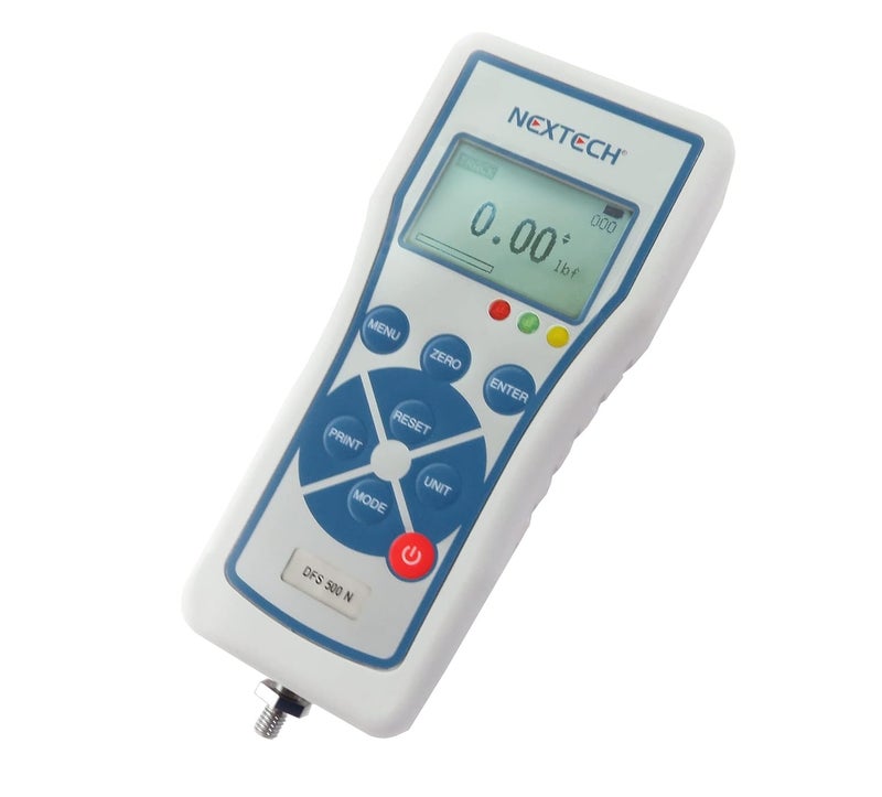 Nextech DFS1000 (1000N/220lbf/100kgf) Digital Force Gauge, Push Pull Gauge, Peak/Track Mode, Invert Display, Pass/Fail LED, USB Output, Back-Lit Graphic LCD, Metal Enclosures - Image 1