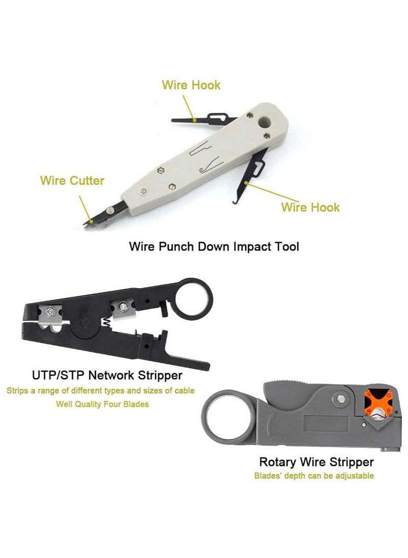 Rj45 Crimping Tool Kit for CAT5 CAT6 Professional Computer Maintenacnce LAN Cable Tester Network Repair Tool Set Pack of 8 - Image 5