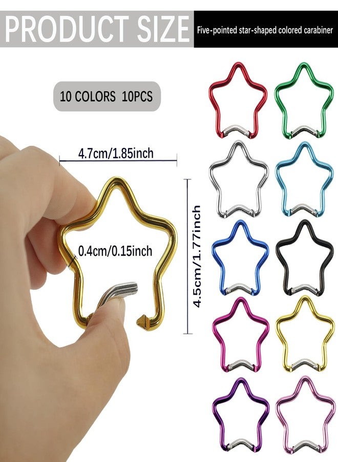 EMYVSVO 10psc Star Carabiner Aluminum Carabiner Clip Star Shaped Climbing Buckle Alloy Cute Carabiner Clip for Camping Fishing Hiking Traveling - Image 2