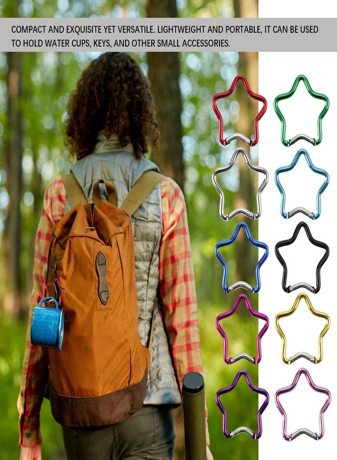 EMYVSVO 10psc Star Carabiner Aluminum Carabiner Clip Star Shaped Climbing Buckle Alloy Cute Carabiner Clip for Camping Fishing Hiking Traveling - Image 4