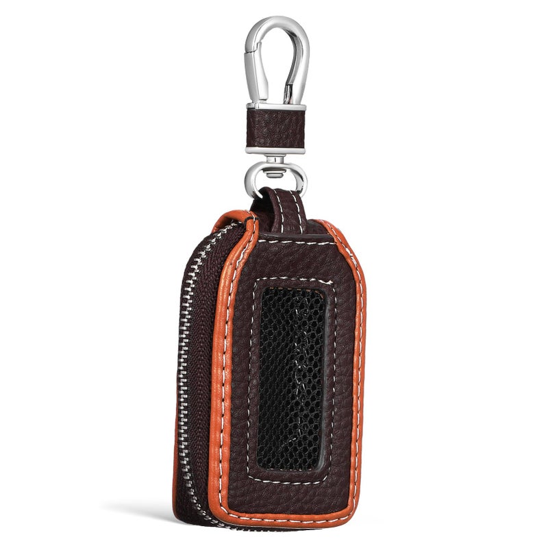 Brown PU Leather Car Key Fob Cover Scratch Resistant Protector Easy to Clean Classic Design - Image 2