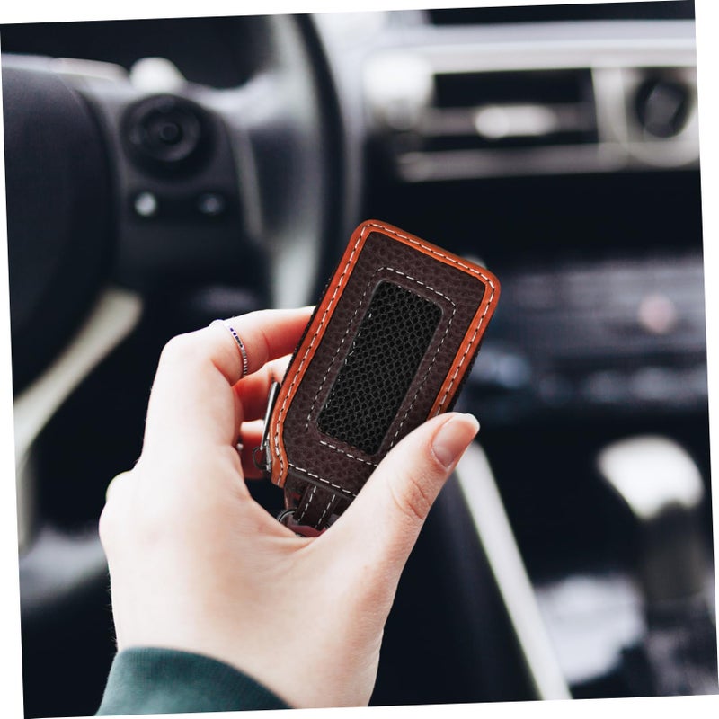 Brown PU Leather Car Key Fob Cover Scratch Resistant Protector Easy to Clean Classic Design - Image 4