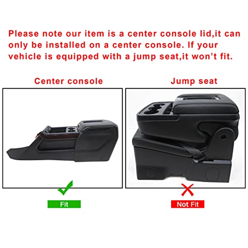 VeCarTech Compatible with 2014-2018 Chevy Silverado1500 2500 3500/Tahoe/Suburban/GMC Yukon(XL)/Sierra 1500 2500 3500 Black Center Console Armrest Lid Kit Center Console Cover 0227083AA - Image 2