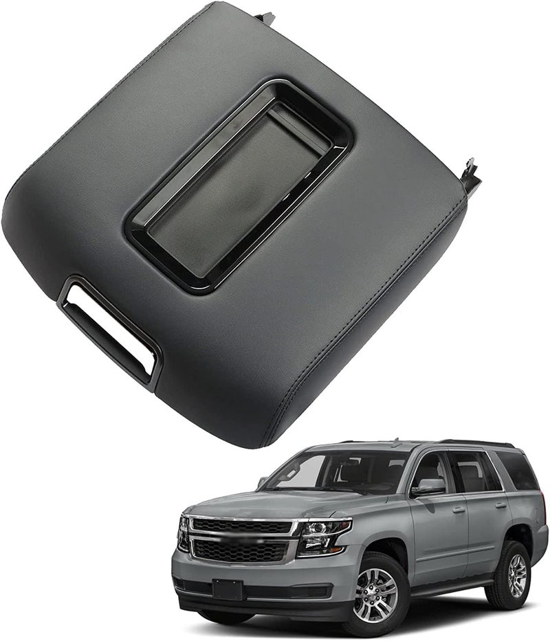 VeCarTech Compatible with 2014-2018 Chevy Silverado1500 2500 3500/Tahoe/Suburban/GMC Yukon(XL)/Sierra 1500 2500 3500 Black Center Console Armrest Lid Kit Center Console Cover 0227083AA - Image 1