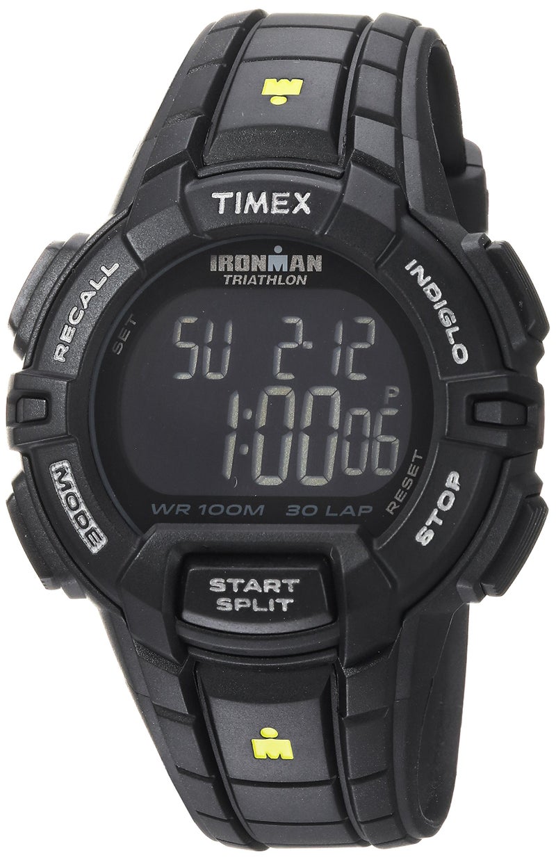 Timex Men's Ironman Triathlon Rugged 30 44mm Resin Strap Watch â€“ Black Case Negative Display with Black Resin Strap - Image 1