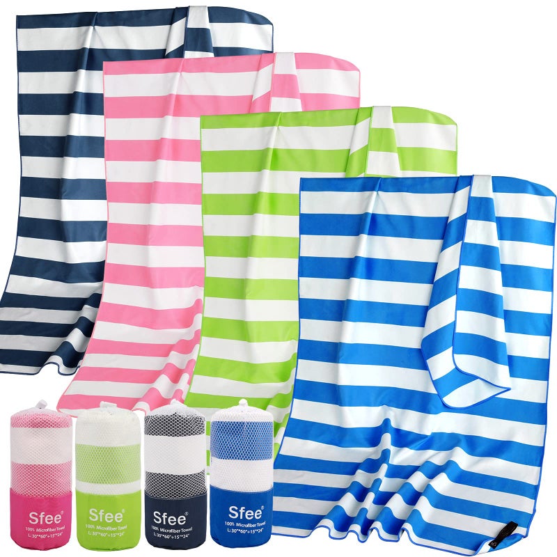 Sfee 2 in 1 Microfiber Beach Towel Quick Dry Towel Travel Camping Towel Super Absorbent Compact Lightweight Sports Gym Towels Set for Beach Gym Hiking Pool Backpacking Bath Yoga