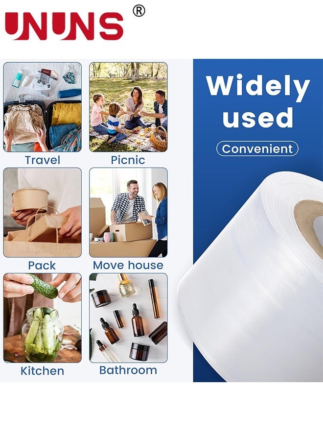 UNUNS Stretch Wrap Film,Mini Stretch Wrap Film,Clear Unheated Shrink Wrap Roll,Mini Hand Stretch Wrap for Securing Small Bottles Jars Cans Tin Seal Packing & Gift Wrap Rolls(5cm*300m 4roll） - Image 3