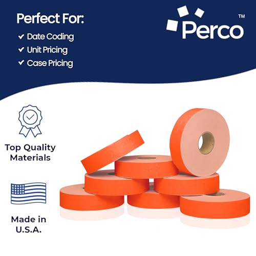 Perco Fluorescent Red Pricing Labels for Monarch 1131 Price Gun - 1 Sleeve, 8 Rolls, 20,000 Price Marking Labels - with Ink Roll Included - Image 4