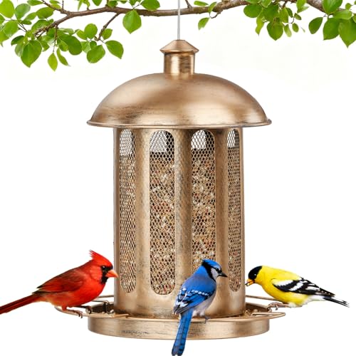 IWNTWY Bird Feeder Large Capacity Bird Feeders for Outdoor Hanging Heavy Duty Metal Wild Birdfeeder for Outside Garden Yard Decor Retro Lantern Shape - Image 1