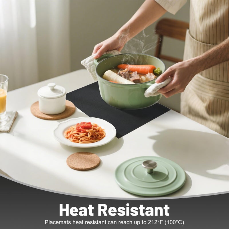 flohar Placemats Set of 6ï¼ŒNon-Slip PVC Weave Table Mats Easy to Cleanï¼ŒHeat Resistant Place Mats for Kitchen Dining Table Decoration Indoor Outdoorï¼ŒBlack - Image 4