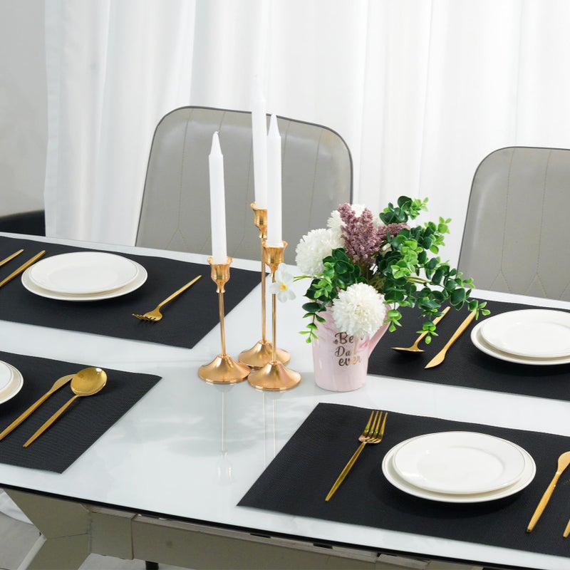 flohar Placemats Set of 6ï¼ŒNon-Slip PVC Weave Table Mats Easy to Cleanï¼ŒHeat Resistant Place Mats for Kitchen Dining Table Decoration Indoor Outdoorï¼ŒBlack - Image 5