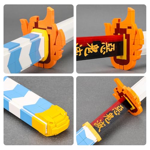 TOY PLAYER Demon Sword Toy Building Set, Rengoku Kyoujurou Sword with Scabbard and Stand, Katana Building Set, Gift for Anime Fans (792 Pcs) - Image 2