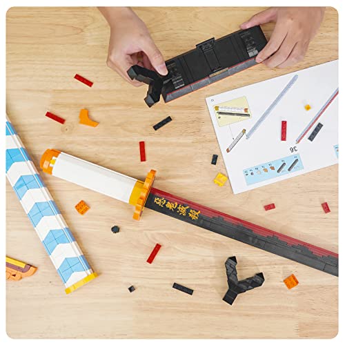 TOY PLAYER Demon Sword Toy Building Set, Rengoku Kyoujurou Sword with Scabbard and Stand, Katana Building Set, Gift for Anime Fans (792 Pcs) - Image 4