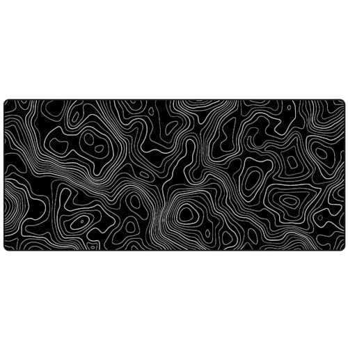 JIALONG Black Topographic Large Gaming Mouse Pad, XXL Mousepad, Big Mouse Mat Desk Pad for Keyboard and Mouse, Gaming Computer Laptop PC Desk Office Accessories - Image 2