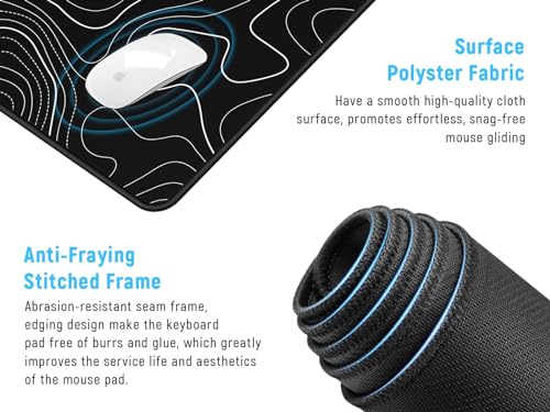 JIALONG Black Topographic Large Gaming Mouse Pad, XXL Mousepad, Big Mouse Mat Desk Pad for Keyboard and Mouse, Gaming Computer Laptop PC Desk Office Accessories - Image 3