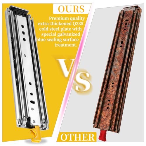 REGUDA Heavy Duty Drawer Slides Full Extension Locking Runners with Lock 16-40 Inch Side Mount Silver Steel Ball Bearing Rails 500 Lb - Image 4