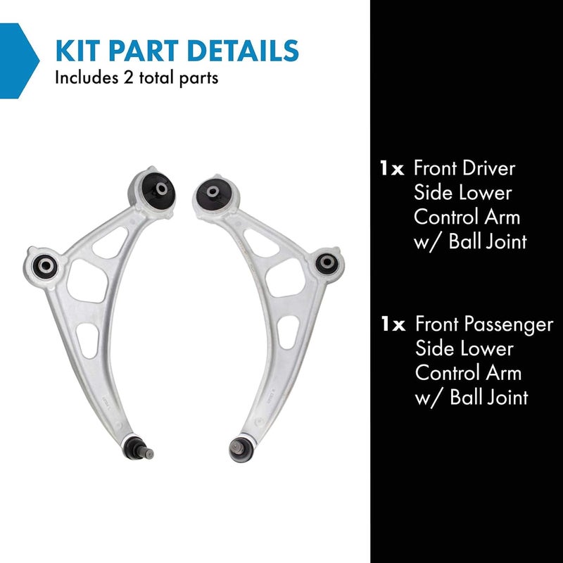 TRQ Front Lower Control Arm with Ball Joint Set for 2015-2023 Nissan Murano - Driver & Passenger Side - Image 2