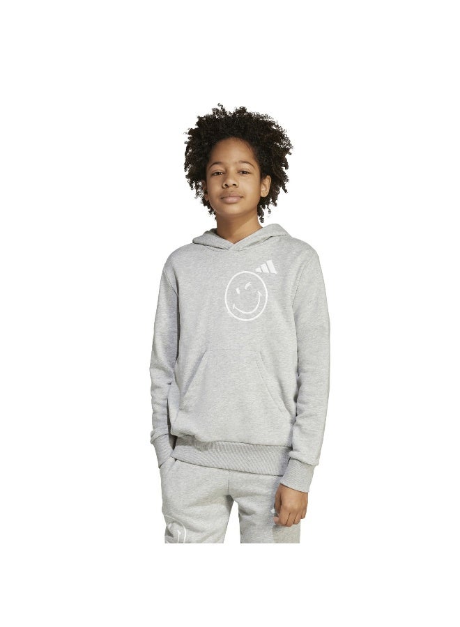 Adidas J Smi Hoodie Grey Training Sweatshirts For Junior 7-8Y - Image 2