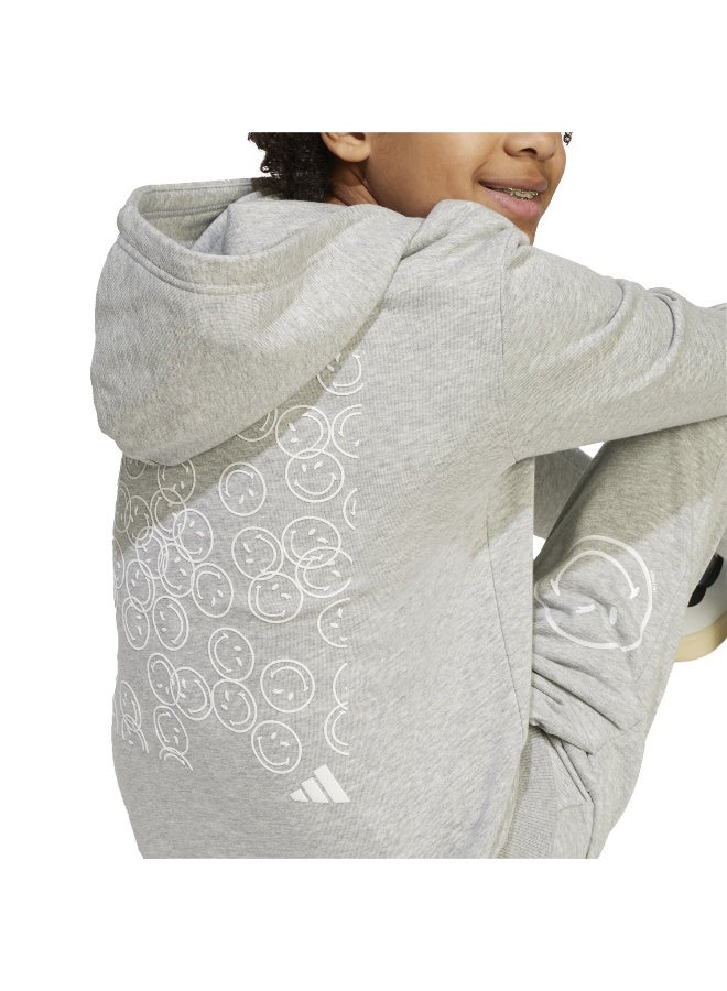Adidas J Smi Hoodie Grey Training Sweatshirts For Junior 7-8Y - Image 5