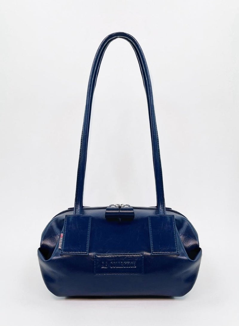 B.S COLLECTION Women's Leather Shoulder Bag – Elegant Modern Design – Navy Blue - Image 1