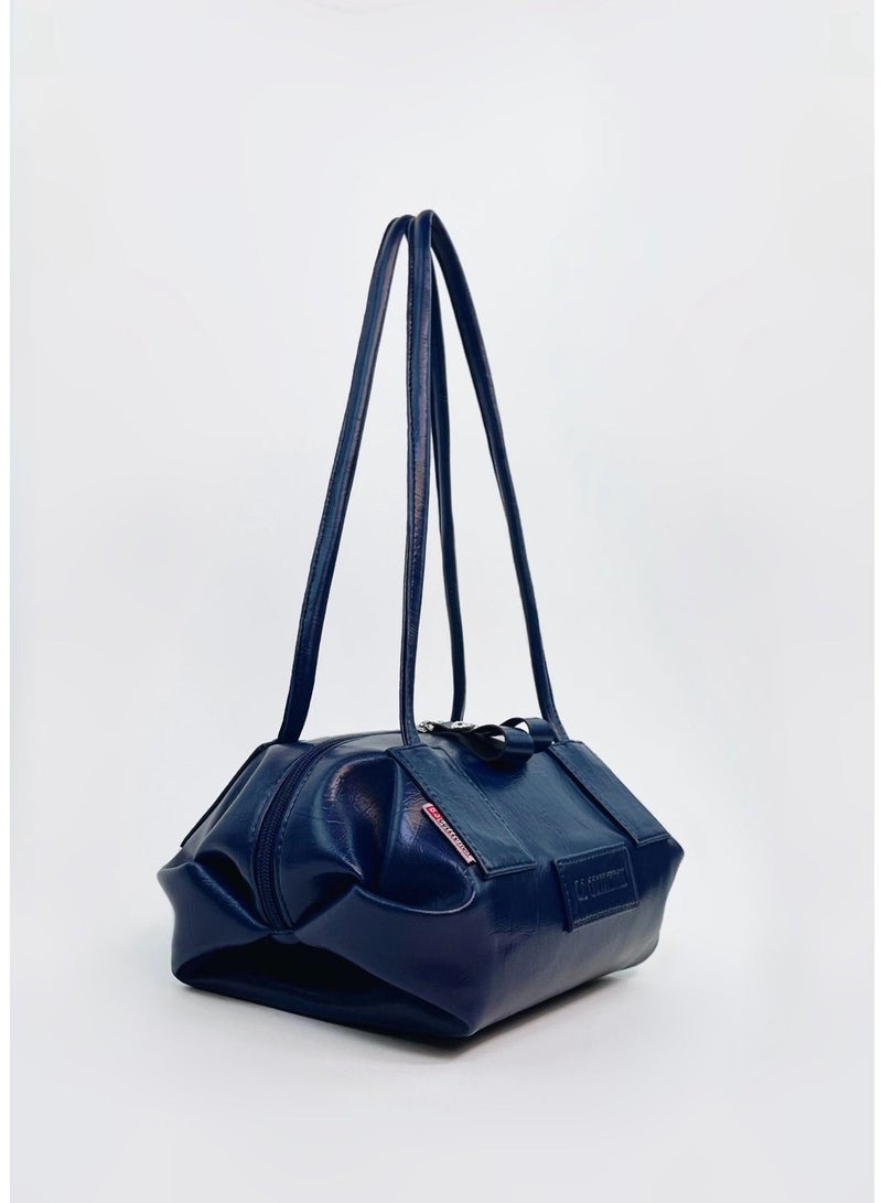 B.S COLLECTION Women's Leather Shoulder Bag – Elegant Modern Design – Navy Blue - Image 2