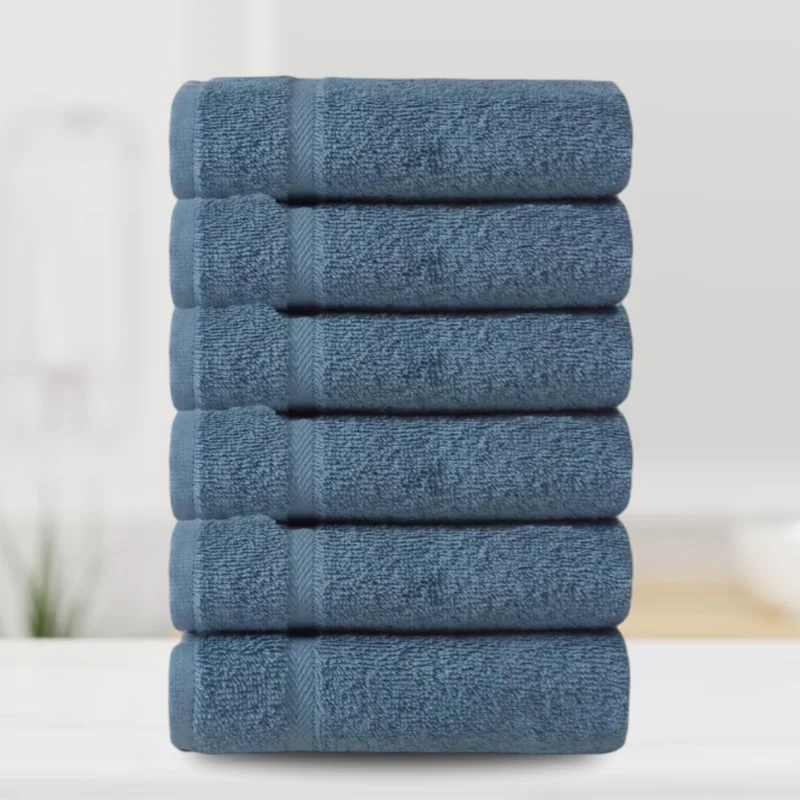 Efabrika Leora 100% Cotton 6 Piece 30X30 Hand/Guest Towel Set - Indigo Blue