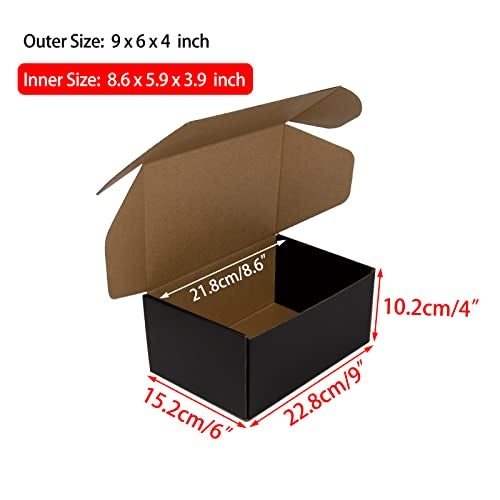 Sodissa 9x6x4 Inches Shipping Boxes Pack of 25, Packaging Corrugated Cardboard Mailer Boxes for Small Bussiness, Black - Image 2