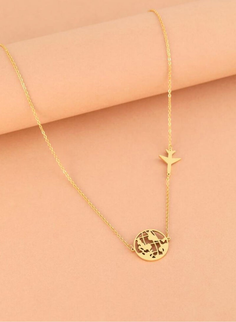 بلو لاين سلسال نسائي أنيق مصنوع من الاستانلس ستيل مطلي باللون الذهبي عيار 18 - Image 2