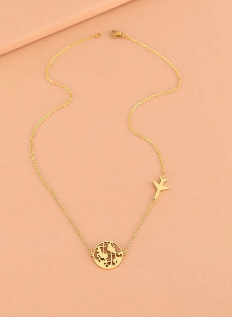 بلو لاين سلسال نسائي أنيق مصنوع من الاستانلس ستيل مطلي باللون الذهبي عيار 18 - Image 3