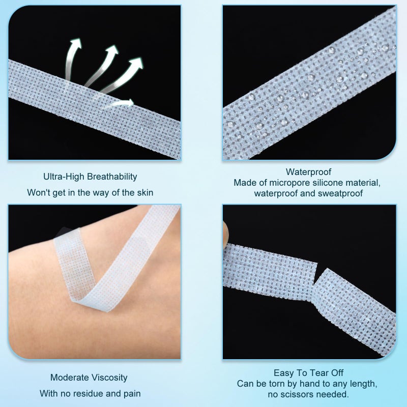 EMEDA Silicone Lash Tape for Eyelash Extensions - Gel Eyelash Tape for Sensitive Skin to Make Up/Lips/Eye Shadow/DIY/Salon Easy Tear Microporous Breathable Lash Extension Supplies (Blue 5 Rolls) - Image 2