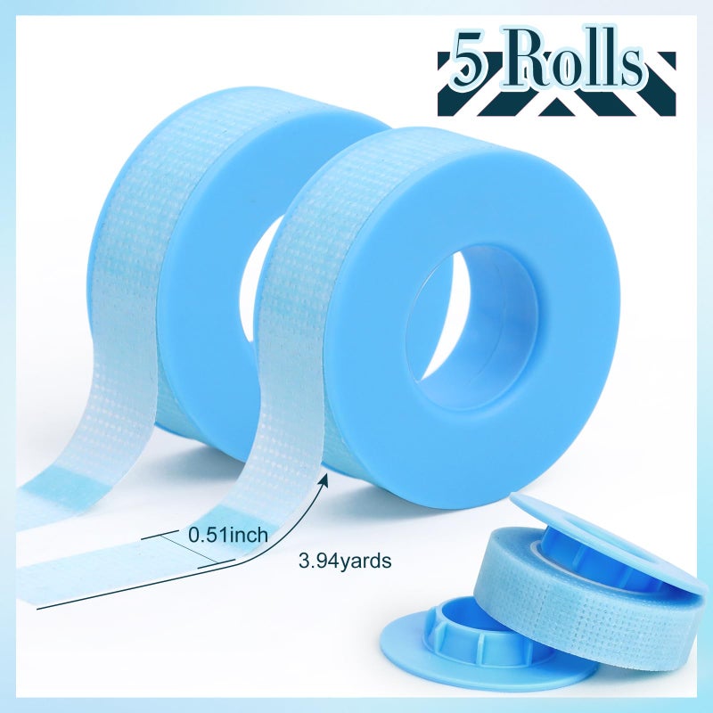 EMEDA Silicone Lash Tape for Eyelash Extensions - Gel Eyelash Tape for Sensitive Skin to Make Up/Lips/Eye Shadow/DIY/Salon Easy Tear Microporous Breathable Lash Extension Supplies (Blue 5 Rolls) - Image 4