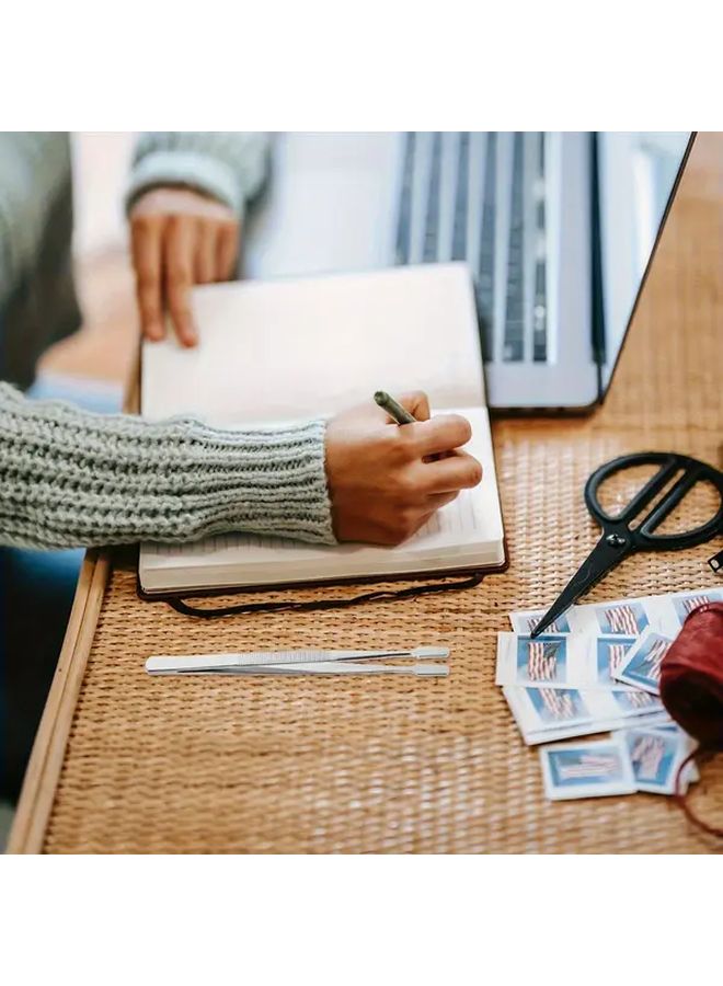 2 Pcs Silvery Precision Metal Stamp Tweezers Wide Tip Ergonomic Grip Durable Collecting Tool - Image 3