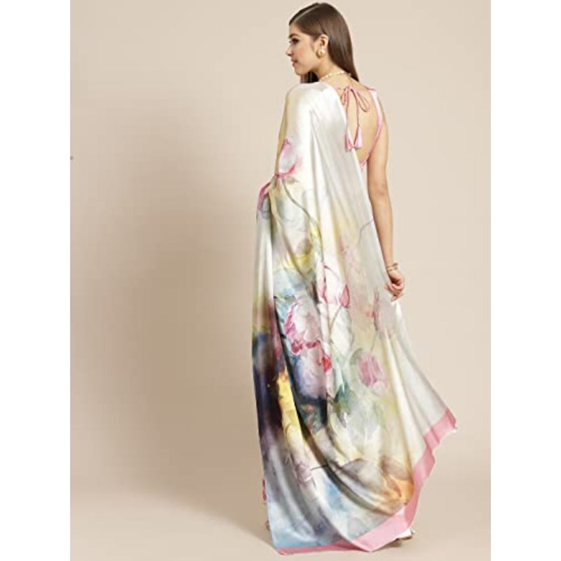 ساري ناعم للنساء TI2636_ متعدد الألوان، حجم واحد، ارتداء عرقي للنساء، قماش لامع وناعم، المناسبة الاحتفالية والزفاف - Image 4
