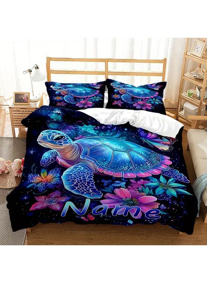 Personalized Name Bedding Set 3Pcs Mixed Color Turtle Print Duvet Cover 86 61x94 49 Inches - Image 4