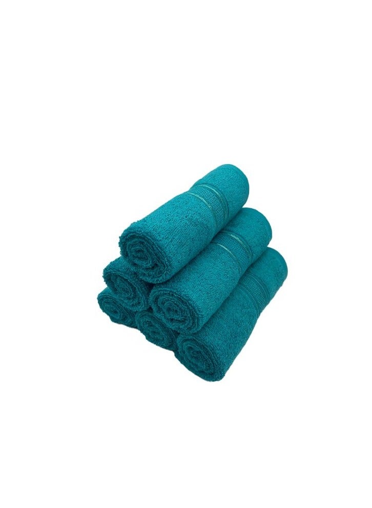 BYFT Daffodil (Turquoise Blue) Premium Kids Towel (60x110 Cm-Set of 6) 100% Cotton, Highly Absorbent and Quick dry, Hotel and Spa Quality Bath linen with Stripe Diamond Dobby-500 Gsm  - Image 4