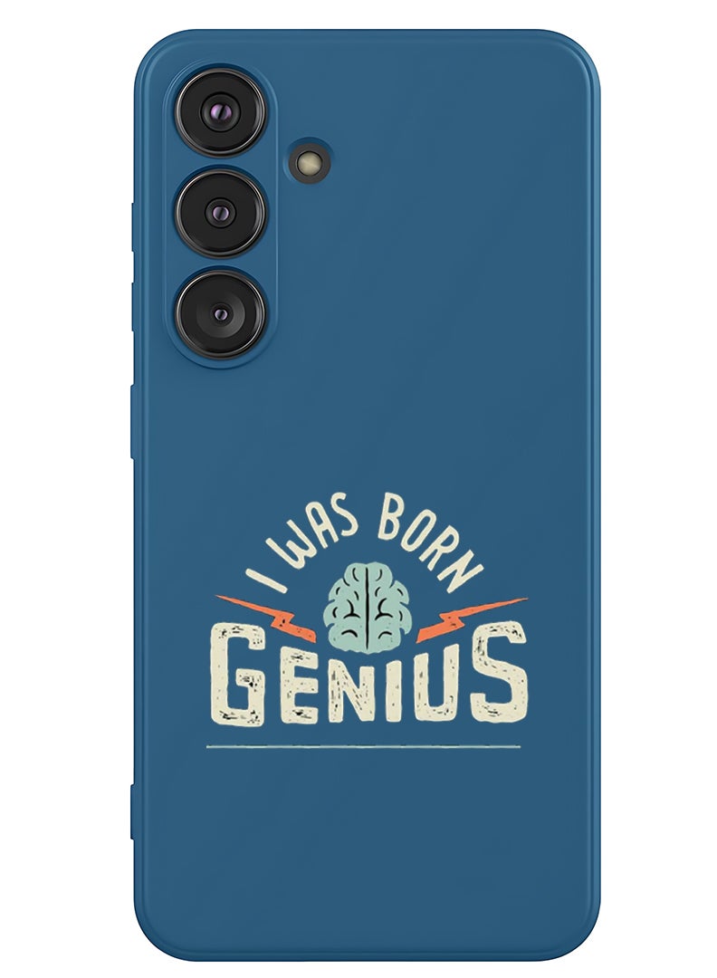 Theodor Protective Slim Fit Case Liquid Silicone Cover with Full Body Protection Anti-Scratch Shockproof Case For Samsung Galaxy S25 (Blue) - Born Genius - White - Image 1